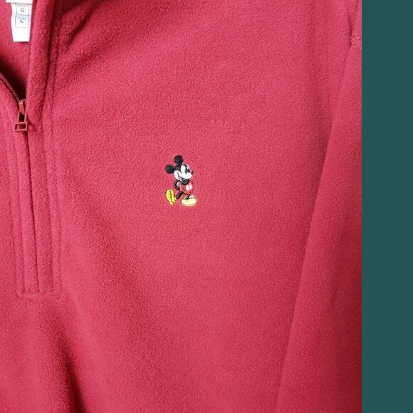 Disney Mickey Mouse Vtg 1/4 Zip Pullover Women Sweater Red Large - Picture 4 of 6